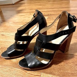 Cole Haan black leather heeled sandals